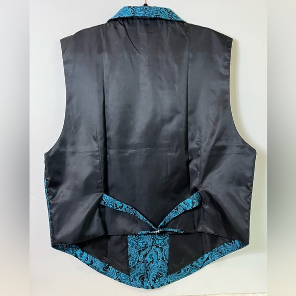 Barry.Wang Men’s Blue/green Black Paisley Vest Adjustable Back Belt Size 3XL - Picture 2 of 13